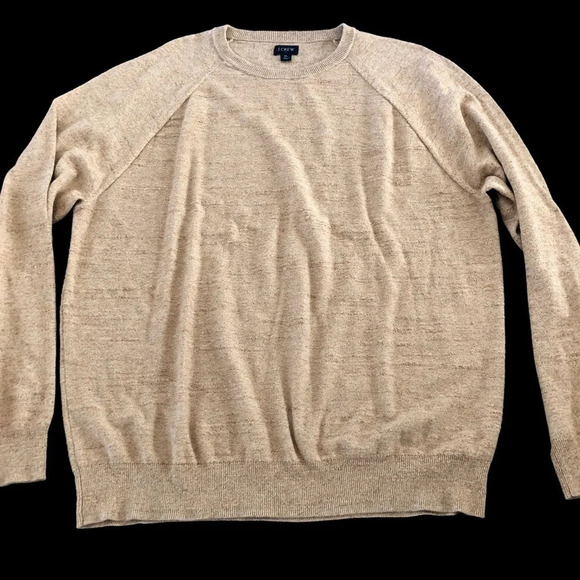 J Crew Factory Mens XL Bundle 2 Cotton Sweaters Quarter Zip Crewneck Blue Tan - Picture 3 of 4